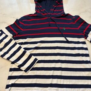 Ralph Lauren Navy, Red & Cream Striped Hooded Sweater